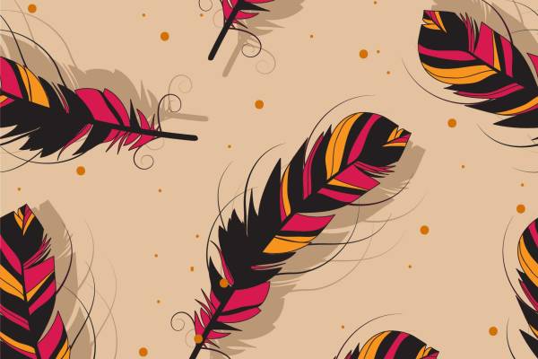 羽毛拼接印花矢量图服装纺织面料数码印花花型素材