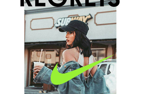 韩版美女字母NIKE标印花矢量图服装裁片T恤烫图印花花型素材