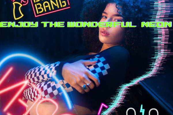 女士人物荧光酒吧风印花矢量图服装裁片T恤烫图印花花型素材