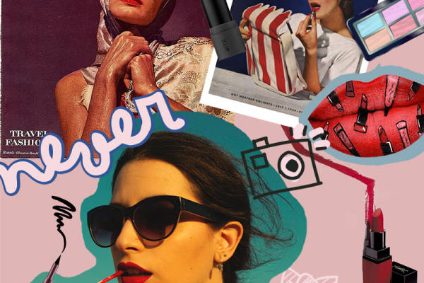 女士人物口红化妆品印花矢量图服装裁片T恤烫图印花花型素材