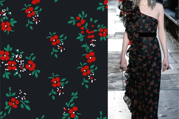 大牌几何小花卉印花拼接矢量图服装纺织面料数码印花花型素材