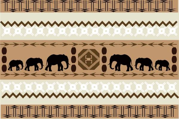 大牌复古几何花纹大象印花矢量图服装纺织面料数码印花花型素材