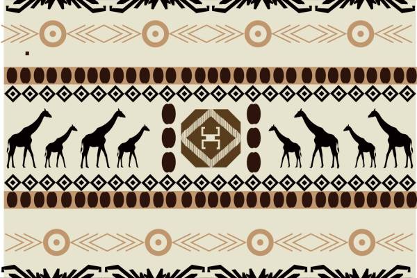 大牌复古几何花纹长颈鹿印花矢量图服装纺织面料数码印花花型素材