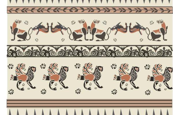 大牌复古几何花纹印花矢量图服装纺织面料数码印花花型素材