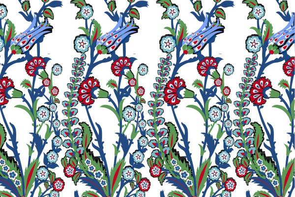 大牌植物花卉拼接印花矢量图服装纺织面料数码印花花型素材