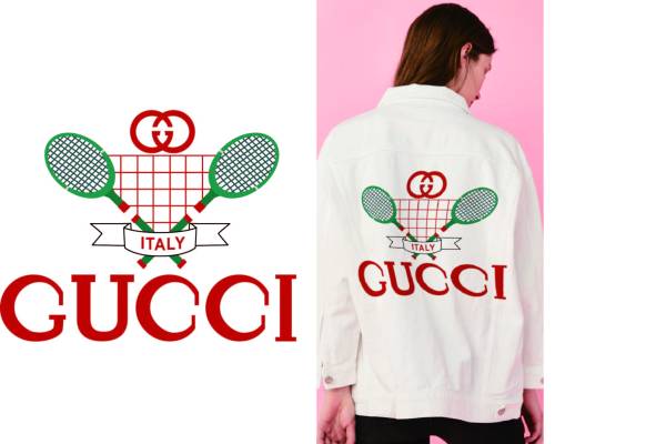 大牌字母GUCCI网球拍印花矢量图服装裁片T恤烫图印花花型素材