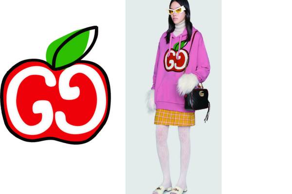 大牌苹果印花矢量图服装裁片T恤烫图印花花型素材