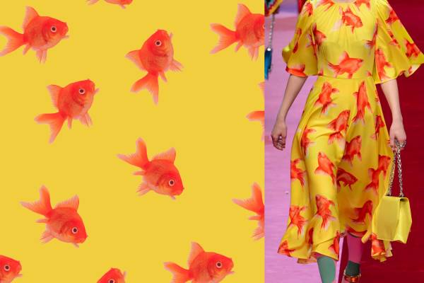 大牌印花花型金鱼矢量图服装纺织面料数码印花花型素材