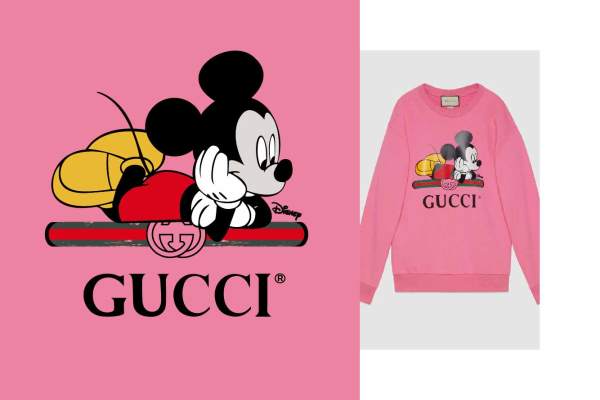 大牌GUCCI字母米老鼠印花矢量图服装裁片T恤烫图印花花型素材
