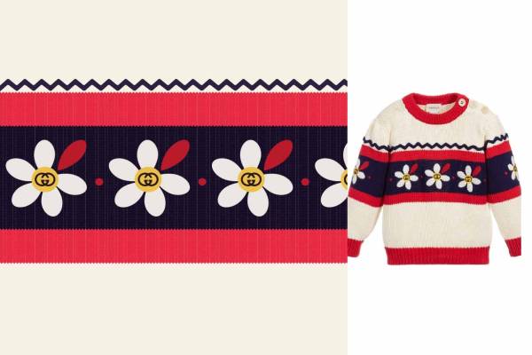 几何花纹植物花朵双C印花矢量图服装裁片T恤烫图印花花型素材