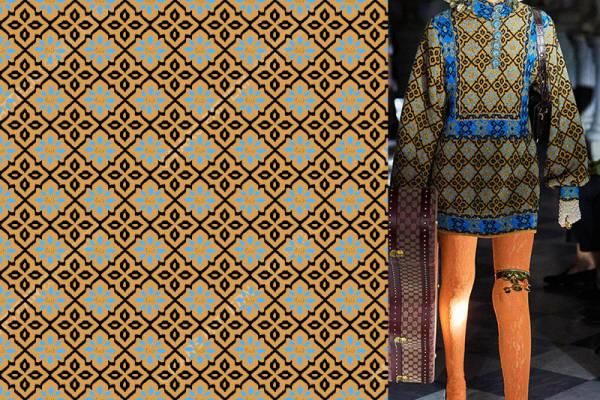 大牌复古几何花纹印花矢量图服装纺织面料数码印花花型素材