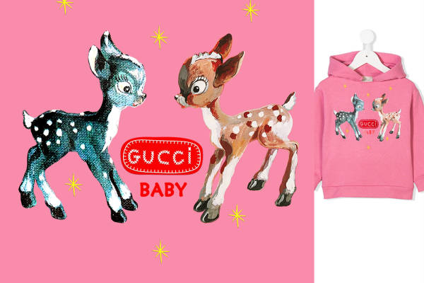 大牌GUCCI字母小鹿印花矢量图服装裁片T恤烫图印花花型素材