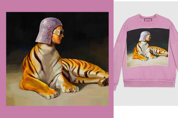 大牌抽象老虎花纹印花矢量图服装裁片T恤烫图印花花型素材