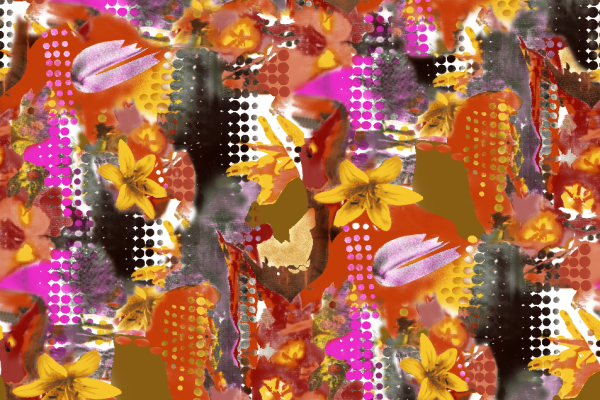 多彩几何涂鸦花朵印花矢量图服装纺织面料水印数码印花金昌花型素材