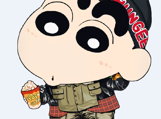 卡通蜡笔小新爆米花印花图案服装裁片T恤烫图印花花型素材