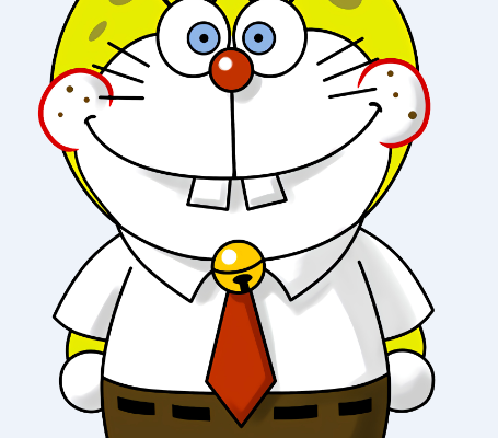 卡通哆啦A梦海绵宝宝造型印花图案服装裁片T恤烫图印花花型素材