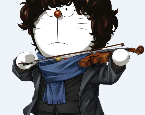 卡通动漫人物拉小提琴哆啦A梦印花图案服装裁片T恤烫图印花花型素材