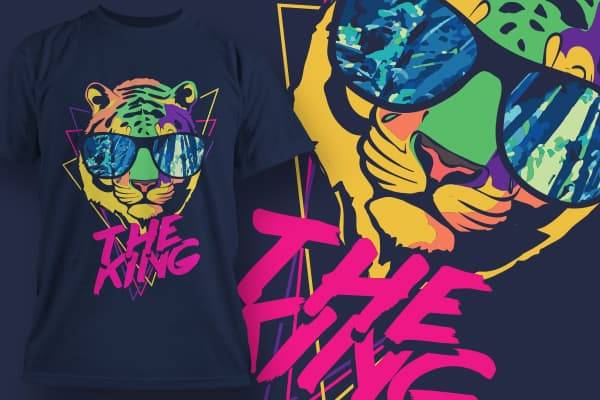 多彩老虎字母印花图案服装裁片T恤烫图印花花型素材