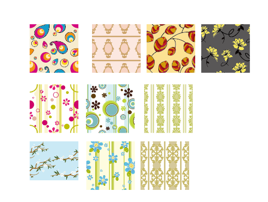 无缝拼接植物叶子花朵花纹矢量图服装纺织面料数码印花花型素材