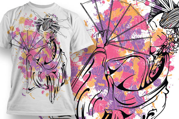 卡通动漫印花矢量图服装裁片T恤烫图印花花型素材