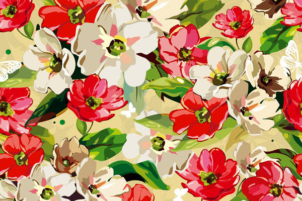 植物花卉印花矢量图服装纺织面料数码印花花型素材