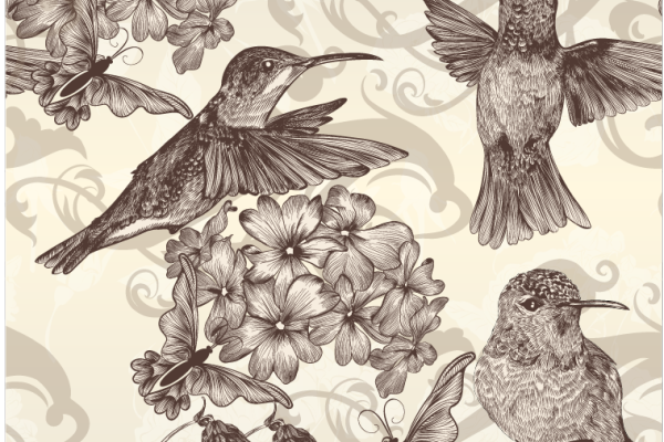 几何植物花朵蜂鸟昆虫印花矢量图服装纺织面料数码印花花型素材