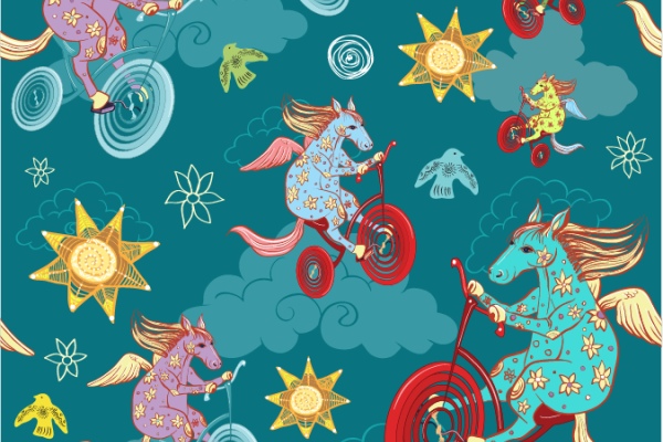 几何抽象图片马匹自行车印花矢量图服装纺织面料数码印花花型素材