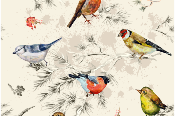 几何植物树干叶子飞鸟印花矢量图服装纺织面料数码印花花型素材