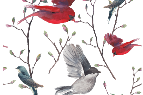 动物飞鸟植物花纹矢量图服装纺织面料数码印花花型素材