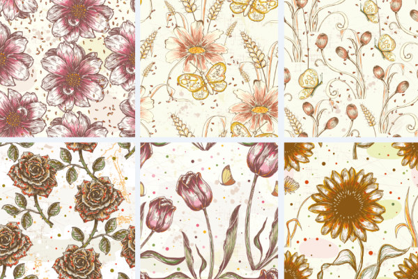 无缝拼接几何植物花纹印花矢量图服装纺织面料数码印花花型素材