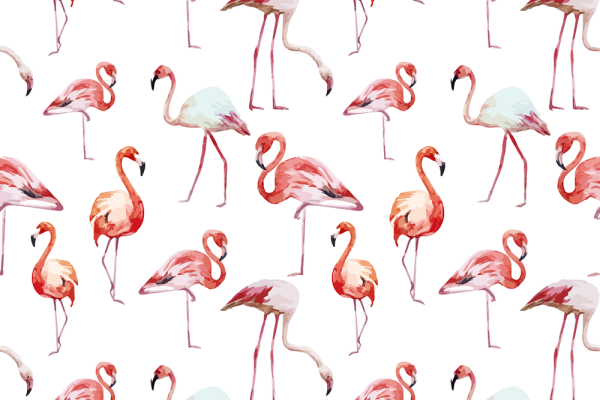 动物火烈鸟拼接印花矢量图服装纺织面料数码印花花型素材