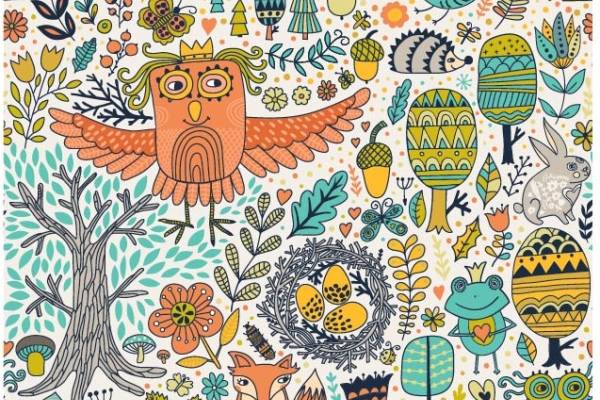 几何卡通田园风动物矢量图服装纺织面料数码印花花型素材