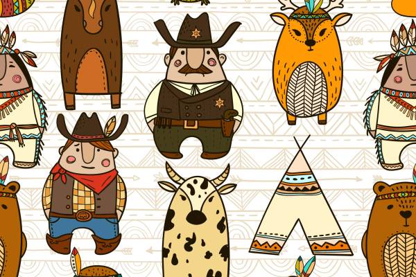 卡通动物驯鹿马儿童印花矢量图服装纺织面料数码印花花型素材