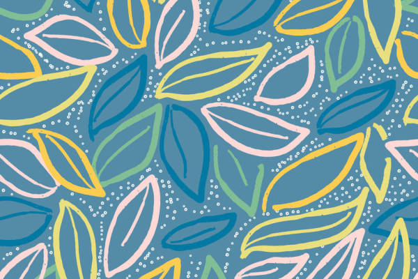 几何线条叶子印花矢量图服装纺织面料数码印花花型素材