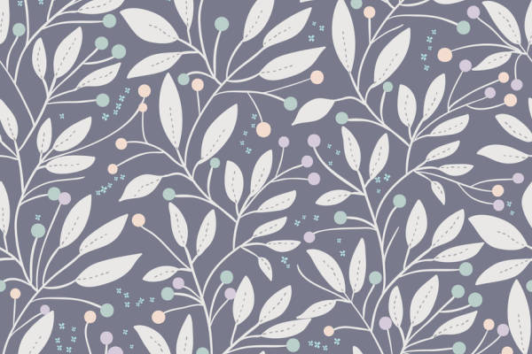 田园风植物叶子印花矢量图服装纺织面料数码印花花型素材