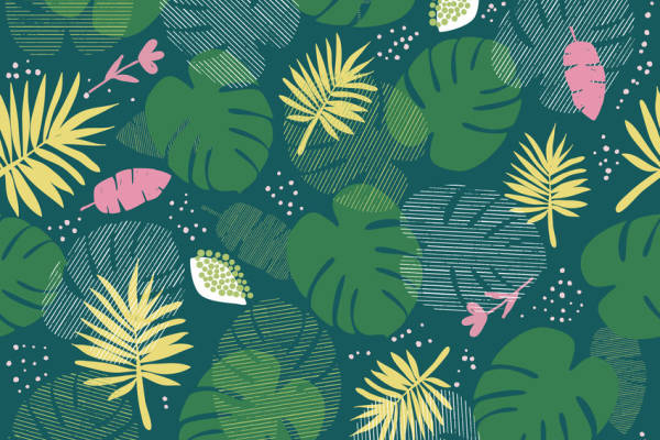 几何植物叶子拼接矢量图服装纺织面料数码印花花型素材