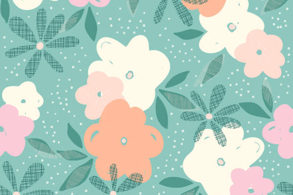 植物花卉拼接印花矢量图服装纺织面料数码印花花型素材