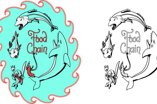 几何字母鱼类印花矢量图服装裁片T恤烫图印花花型素材