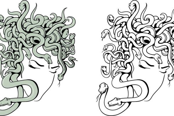 几何动物图案蛇印花矢量图服装裁片T恤烫图印花花型素材