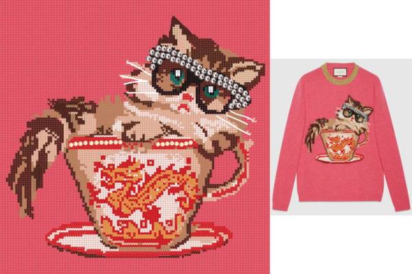 猫咪杯子龙印花矢量图服装裁片T恤烫图印花花型素材