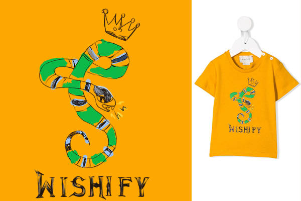 卡通手绘蛇皇冠字母印花矢量图服装裁片T恤烫图印花花型素材