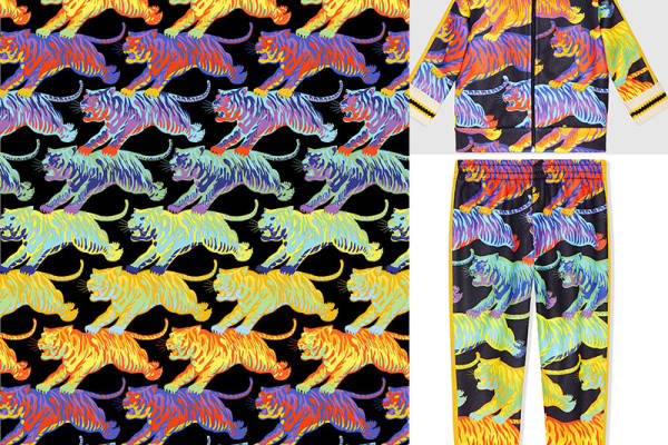 动物老虎印花矢量图服装纺织面料数码印花花型素材