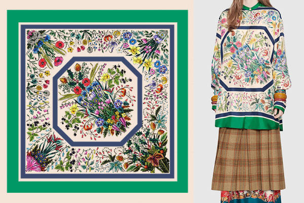 复古几何花卉矢量图服装纺织面料数码印花花型素材