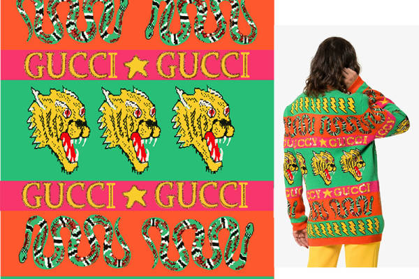大牌GUCCI字母蛇印花矢量图服装纺织面料数码印花花型素材