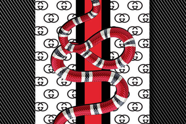 双C大牌GUCCI蛇印花矢量图服装裁片烫图印花花型素材