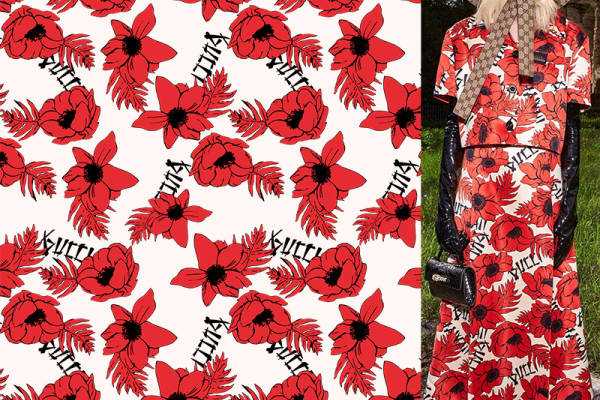 欧美风植物花卉印花矢量图服装纺织面料数码印花花型素材