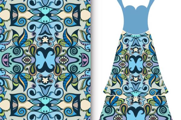 复古几何花纹印花矢量图服装纺织面料数码印花花型素材