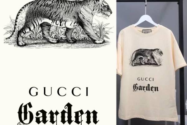 几何字母GUCCI动物老虎印花矢量图服装裁片T恤烫图印花花型素材