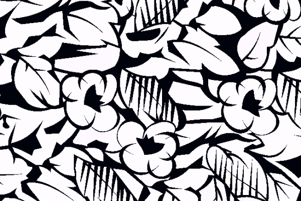 黑白几何植物花纹印花矢量图服装纺织面料水印数码印花金昌花型素材