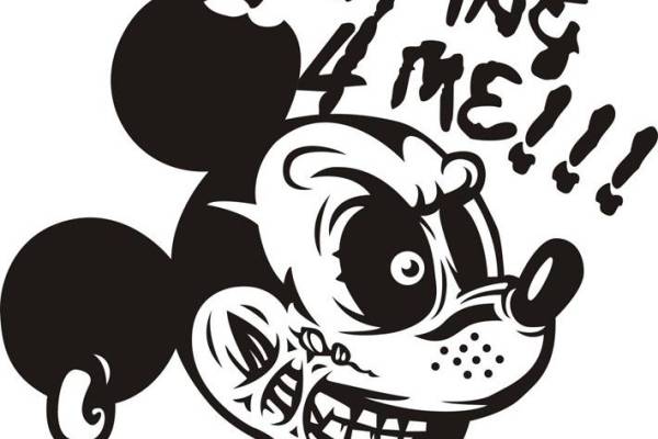 邪恶米老鼠字母印花矢量图服装T恤裁片烫图印花花型素材